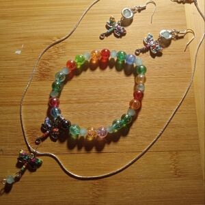 Colorful Beaded Butterfly Bracelet Set